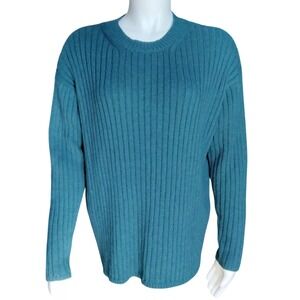 Jessica Simpson Teal Ribbed Knit Crewneck Sweater Womens Large